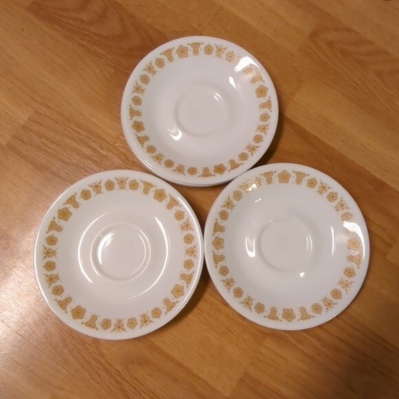 Corelle Livingware Saucers Butterfly Gold  Set of 11 Corning - Picture 2 of 4